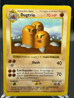 Dugtrio Pokemon TCG SHADOWLESS! Base Set (1999) Vintage Card - Image 1