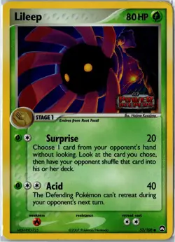 Lileep Power Keepers 52/108 2007 Common Reverse Holo Stamped Heavily Played - Image 1