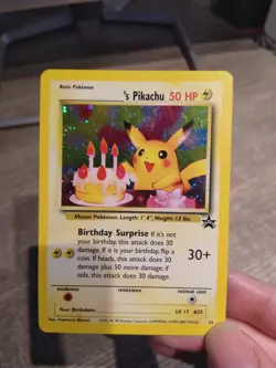 Birthday Pikachu Pokemon Black Star Promo Holo Small Scratches Good Condition - Image 1