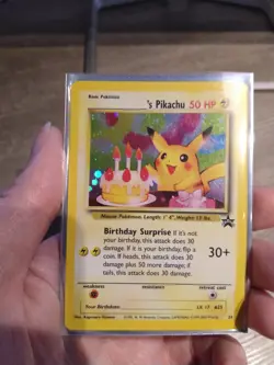 Birthday Pikachu Pokemon Black Star Promo Holo Small Scratches Good Condition - Image 3