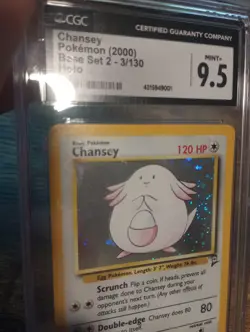 Chansey 3/130 Holo Rare - POP 9 - Base Set 2 - CGC 9.5 MINT+ Pokemon TCG WotC - Image 2