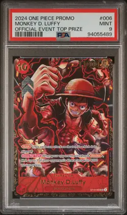 2024 ONE PIECE PROMOS OFFICIAL EVENT TOP PRIZE #006 MONKEY D. LUFFY PSA 9 - Image 1