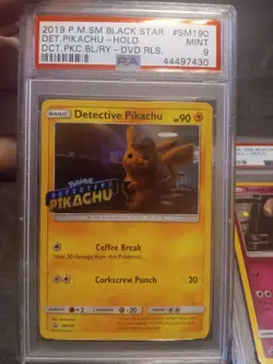 Pokemon Detective Pikachu SM190 Holo PSA 9 SM Black Star Promo 2019 +extra card - Image 2