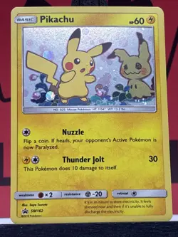 Pikachu SM162 Holo SWIRL Black Star Promo Card Sun & Moon Pokemon TCG 2019 VLP - Image 3