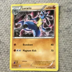 Lucario Regular Rare 47/124 XY English 2014 110 HP Stage 1 Pokemon Card - Image 1