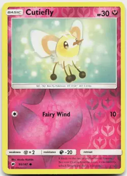 Cutiefly 95/147 Common Burning Shadows Pokemon Reverse Holo Near Mint - Image 1