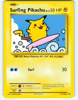 Surfing Pikachu - 111/108 Evolutions - Pokemon TCG - 2016 - Image 1