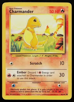 CHARMANDER 46/102 COMMON BASE SET UNLIMITED POKEMON HP - Image 1