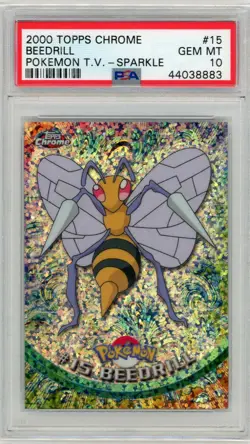 2000 TOPPS CHROME POKEMON T.V. #15 BEEDRILL SPARKLE PSA 10 GEM MINT - Image 1