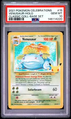 2021 Pokemon Celebrations Classic Collection Venusaur #15/102 Base Set PSA 10 - Image 1