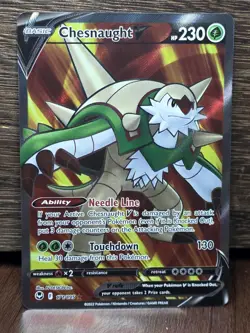 Pokemon Chesnaught V 171/195 Sword & Shield Silver Tempest Holo Ultra Rare NM - Image 1