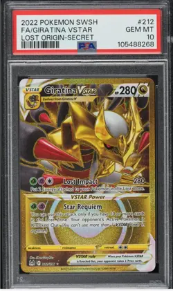 2022 Pokemon SWSH Lost Origin Full Art Giratina VSTAR #212 PSA 10 GEM MINT - Image 1