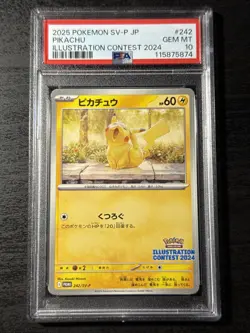 2025 POKEMON JPN SV-P PROMO ILLUSTRATION CONTEST 2024 #242 PIKACHU PSA 10 - Image 1