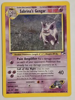 Pokemon TCG Sabrina's Gengar [Gym Heroes] Holo Rare Card # 14 - MP - Image 1
