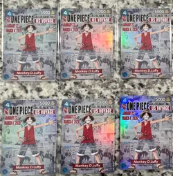 Set of 6 Sealed One Piece College Basketball US Voyage: Monkey D. Luffy Cards - Image 1
