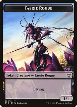 ( x4) Faerie Rogue Goblin Rogue 003/005 Double Sided Token Zendikar MTG NM - Image 1