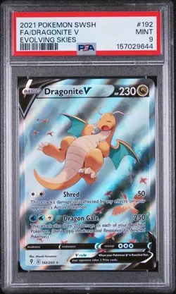 2021 POKEMON SWORD & SHIELD EVOLVING SKIES #192 FULL ART/DRAGONITE V PSA 9 - Image 1