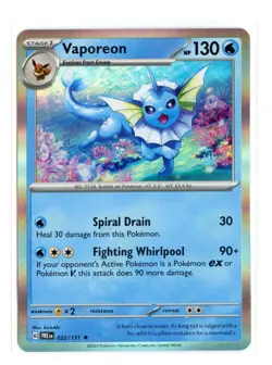 Vaporeon 022/131 Rare Holo SV: Prismatic Evolutions Pokemon NM - Image 1