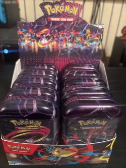 Pokemon TCG Mega Heroes Mini Tin Open Display 10 Mini Tins New & Factory Sealed - Image 1