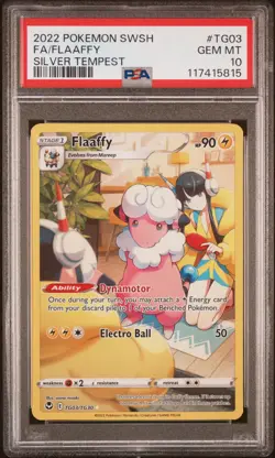 2022 POKEMON SWORD & SHIELD SILVER TEMPEST #TG03 FULL ART/FLAAFFY PSA 10 - Image 1
