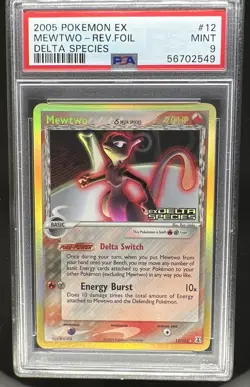 2005 Pokemon EX Delta Species Mewtwo Reverse Holo #12/113 PSA 9 - Image 1