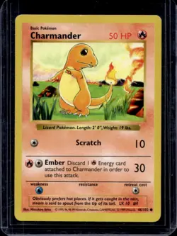 1999 Pokemon Shadowless Charmander #46/102 - Image 1