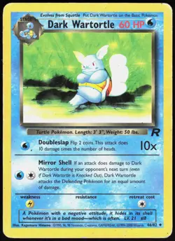 Team Rocket Dark Wartortle 46/82 Uncommon Pokemon Unlimited DMG - Image 1