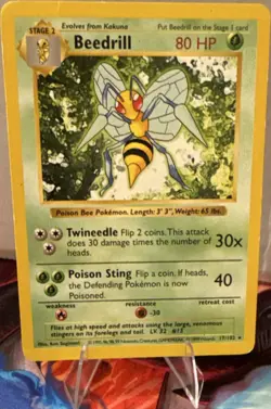 Wizards of the Coast Beedrill Base Set Rare Regular Unlimited 17/102 EN 1999 - Image 1