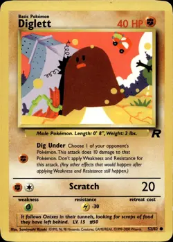 Diglett 52/82 Common Team Rocket Multi Item Discount MP - Image 1