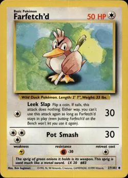 Farfetch'd 27/102 Uncommon Base Set Multi Item Discount MP - Image 1