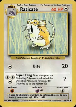 Raticate 40/102 Uncommon Base Set Multi Item Discount MP - Image 1