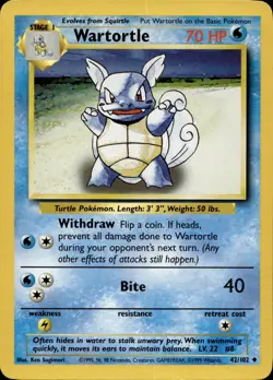 Wartortle 42/102 Uncommon Base Set Multi Item Discount MP - Image 1
