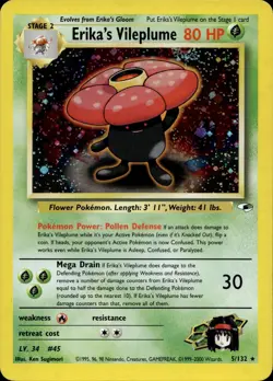 Erika's Vileplume 5/132 Holo Rare Gym Heroes Multi Item Discount LP - Image 1