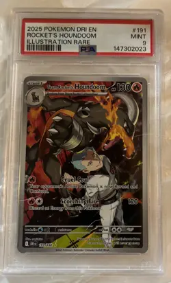 2025 TEAM ROCKET'S HOUNDOOM PSA 9 POKEMON DRI EN ILLUSTRATION RARE 191/182 Card - Image 1