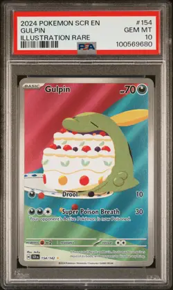 2024 POKEMON SCR EN-STELLAR CROWN ILLUSTRATION RARE #154 GULPIN PSA 10 - Image 1