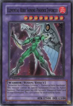 Yugioh Elemental HERO Shining Phoenix Enforcer DP05-EN013 Super Rare 1st Ed NM - Image 1