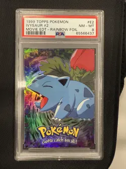 #02 Ivysaur E2 Rainbow Foil Topps First Movie Pokemon Card PSA 8 NM-MT - Image 3