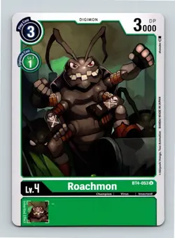 Roachmon BT4-053 Uncommon Green Champion (Lv4) Digimon Card CCG - Image 1