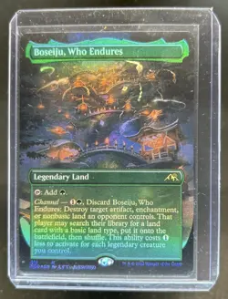 2022 Magic MTG Kamigawa Neon Dynasty Boseiju, Who Endures Foil #412 - Image 1