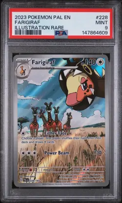 2023 POKEMON PAL EN-PALDEA EVOLVED ILLUSTRATION RARE #228 FARIGIRAF PSA 9 - Image 1