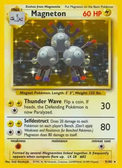 🍁 Magneton - 009/102 - Pokemon Base Set Unlimited Holo Rare 1999 - WOTC LP - Image 1