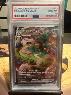 2020 Pokemon Sword & Shield Snorlax VMAX Full Art #142/202 PSA 10 - Image 1