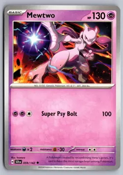 Mewtwo 59/142 Uncommon Stellar Crown Pokemon Near Mint - Image 1