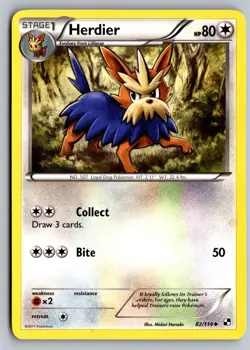 Herdier 82/114 Uncommon Black & White Pokemon Moderately Played - Image 1