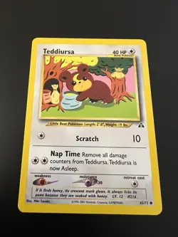 Teddiursa 65/75 Neo Discovery Unlimited 2001 Pokemon Card Common NM - Image 1