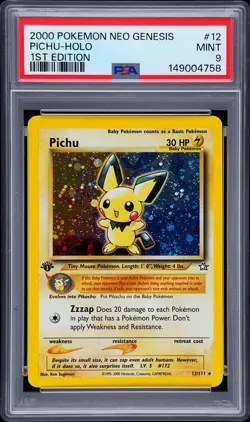 2000 POKEMON NEO GENESIS 1ST EDITION #12 PICHU-HOLO PSA 9 - Image 1