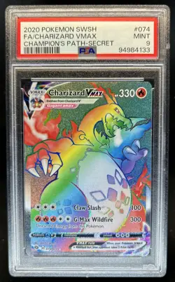 2020 Pokemon SWSH Champion's Path Charizard VM #074/073 PSA 9 - Image 1
