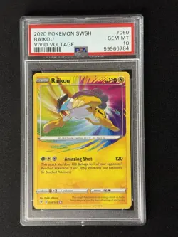 2020 Pokemon Raikou SWSH Vivid Voltage Holo #050 - PSA 10 GEM MINT - Image 1