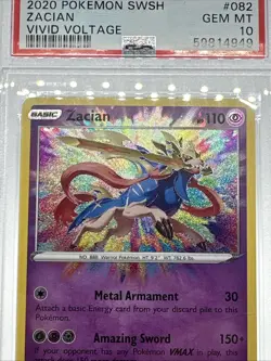 2020 POKEMON SWORD & SHIELD VIVID VOLTAGE #082 ZACIAN VIVID VOLTAGE PSA 10 - Image 3