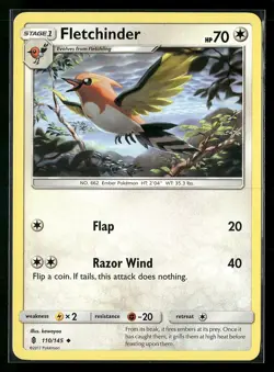 Fletchinder 110/145 Uncommon Pokemon SM - Guardians Rising NM - Image 1